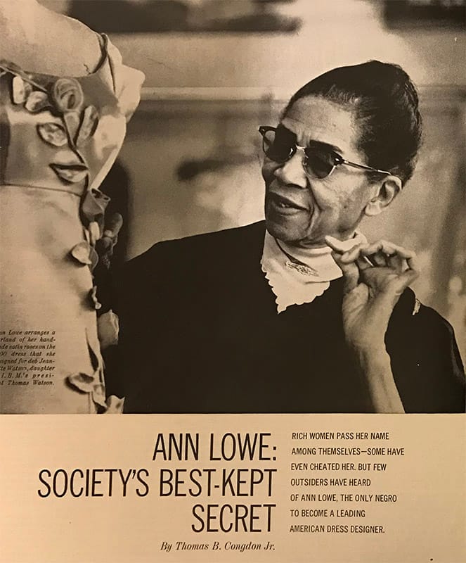 a vintage article of Anne Lowe where the title reads, "Ann Lowe: Society's Best Kept Secret"
