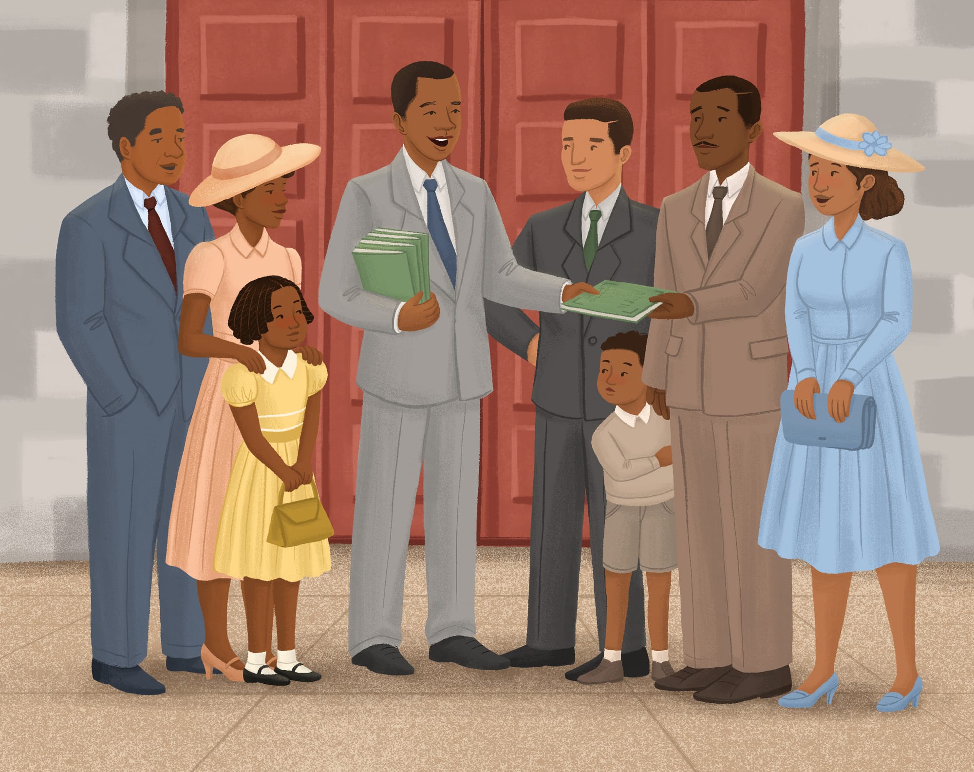 Victor H. Green passes out Green Books to church goers in Harlem.