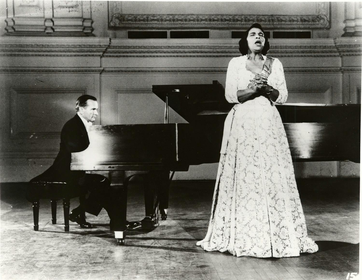 Marian Anderson performing on stage at Carnegie Hall, 1955. Courtesy of the Carnegie Hall Archives.