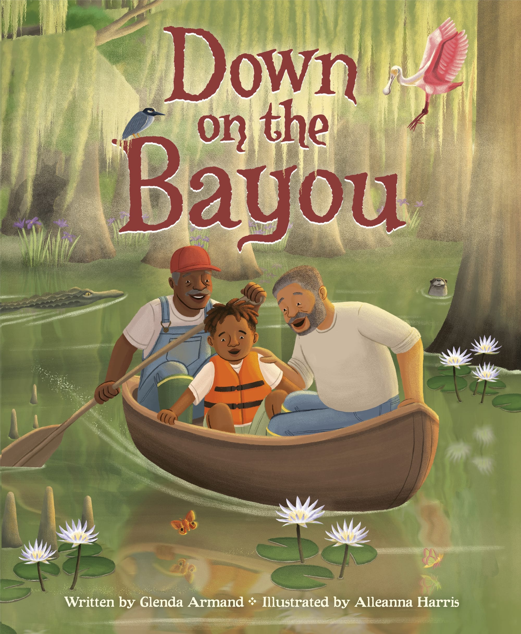 The cover of Down on the Bayou, written by Glenda Armand and illustrated by Alleanna Harris.