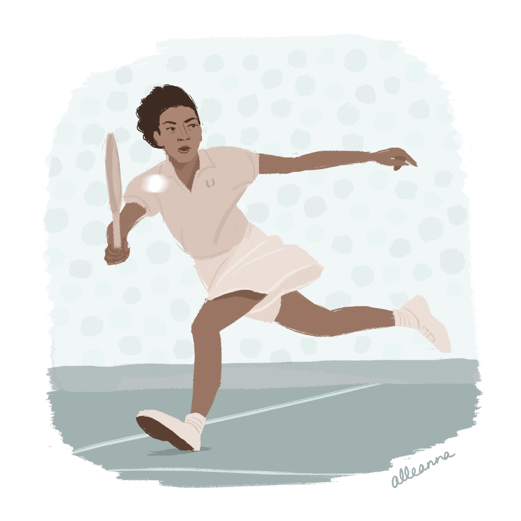 an illustration of the Black tennis legend Althea Gibson by Alleanna Harris