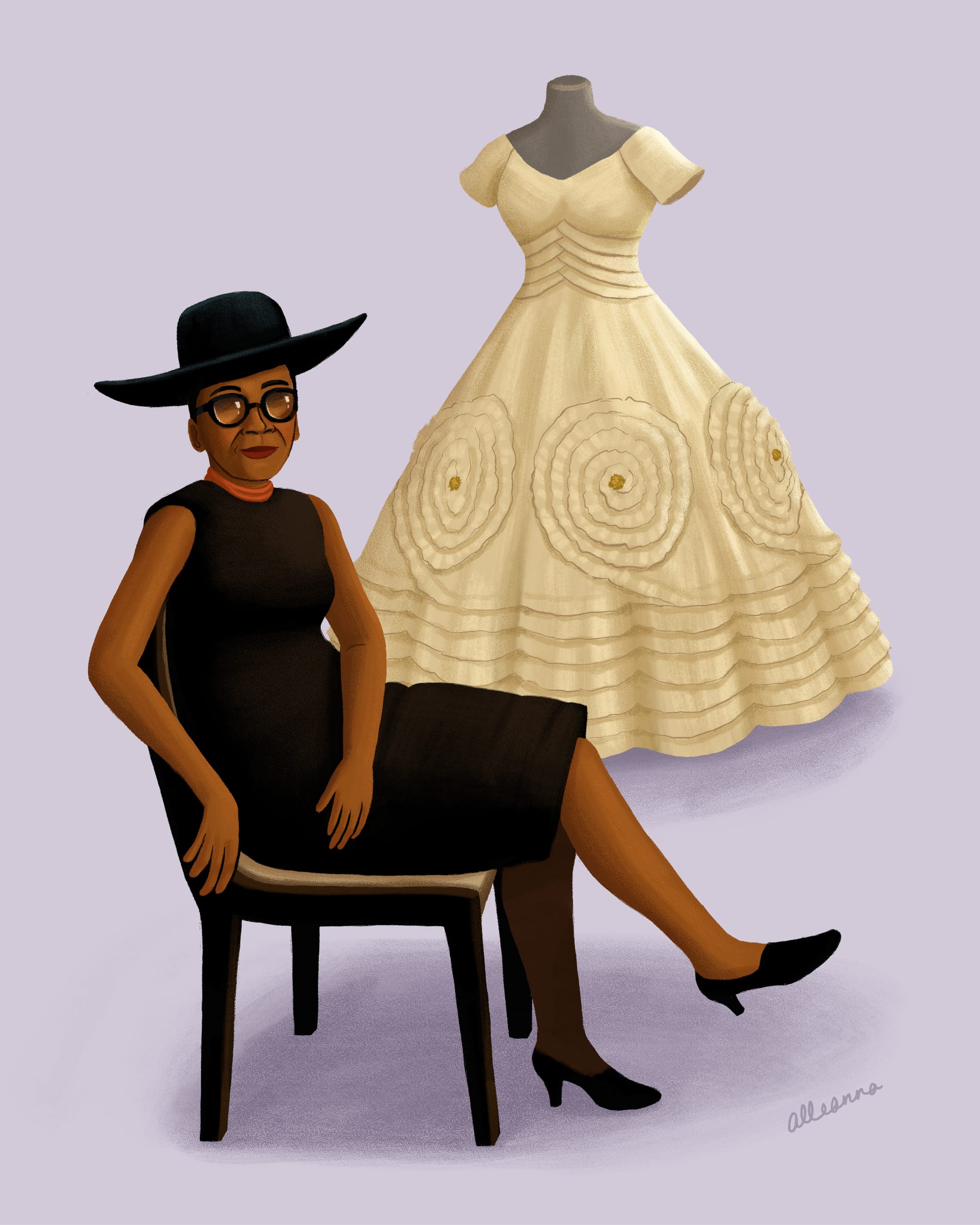 the legendary Black fashion designer Ann Lowe, illustrated by Alleanna Harris