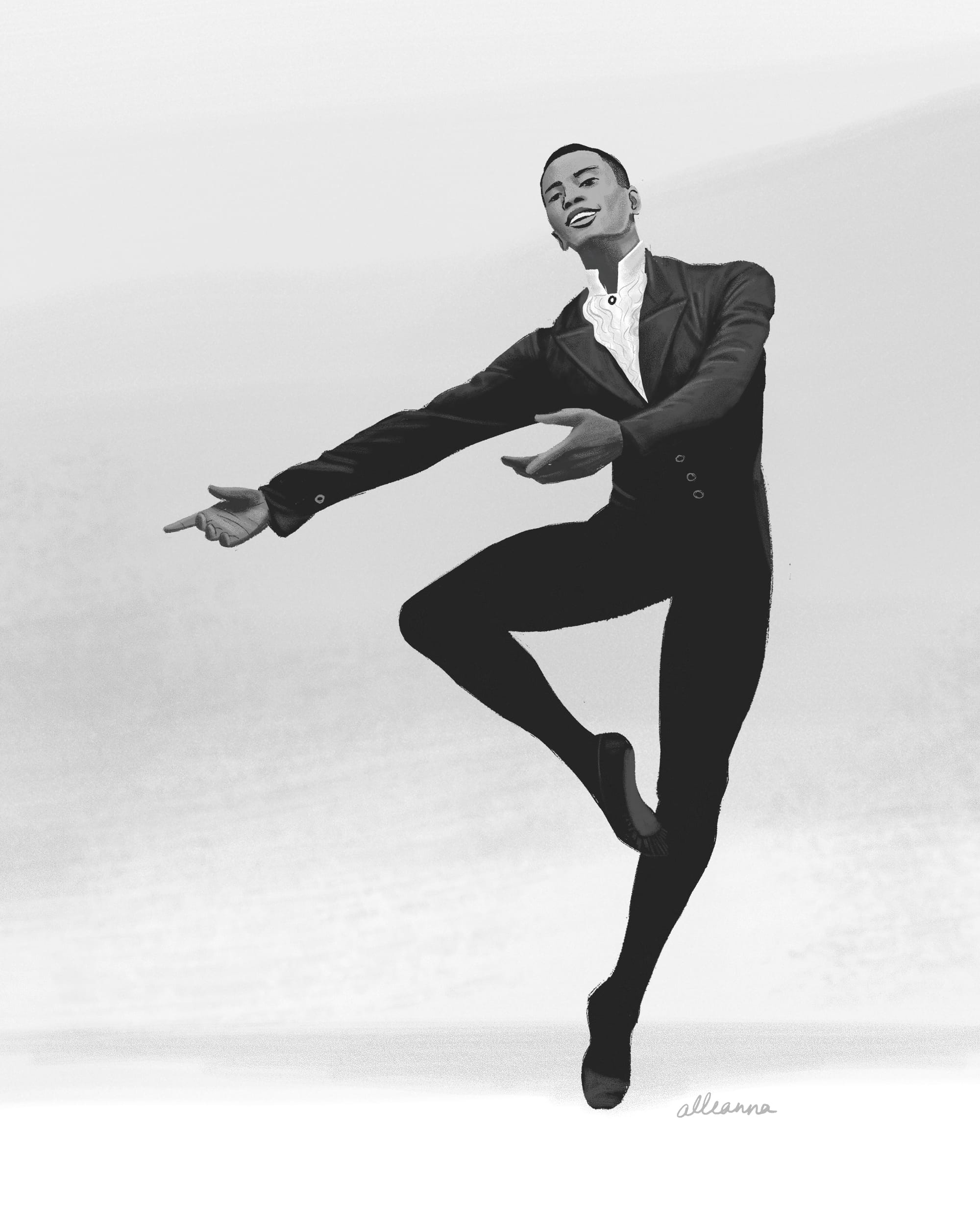 an illustration of the legendary ballet dancer Arthur Mitchell by Alleanna Harris