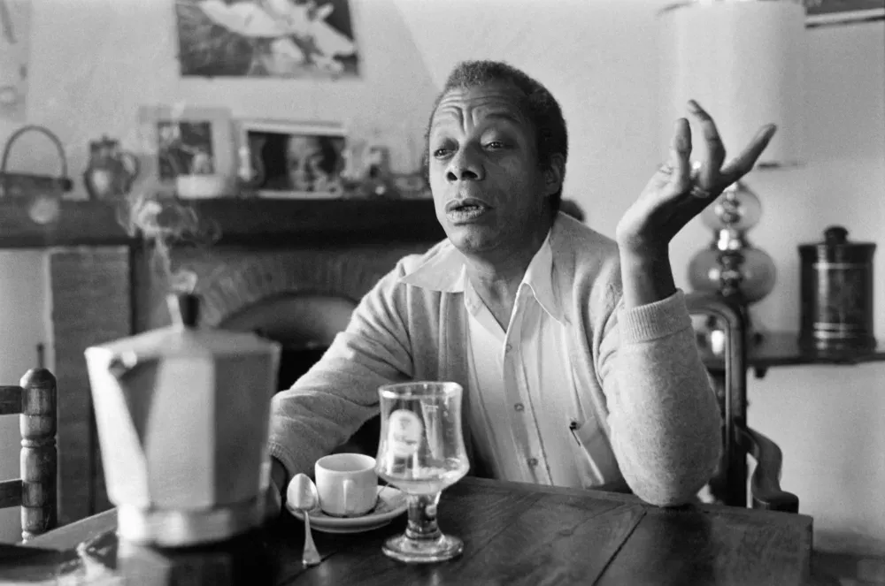 James Baldwin poses at his home in Saint-Paul-de-Vence, southern France.