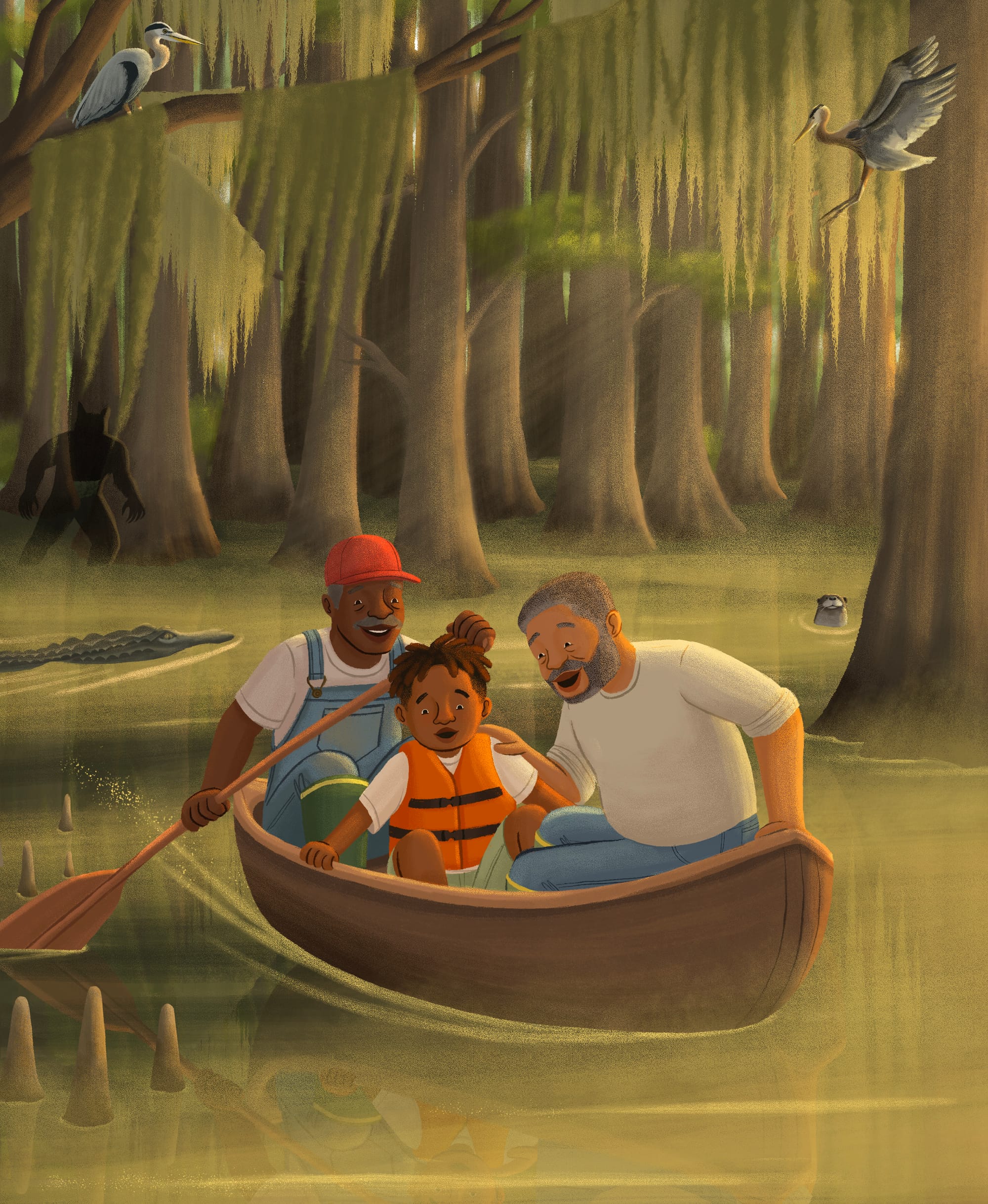 The first color version of the Down on the Bayou cover, illustration by Alleanna Harris.
