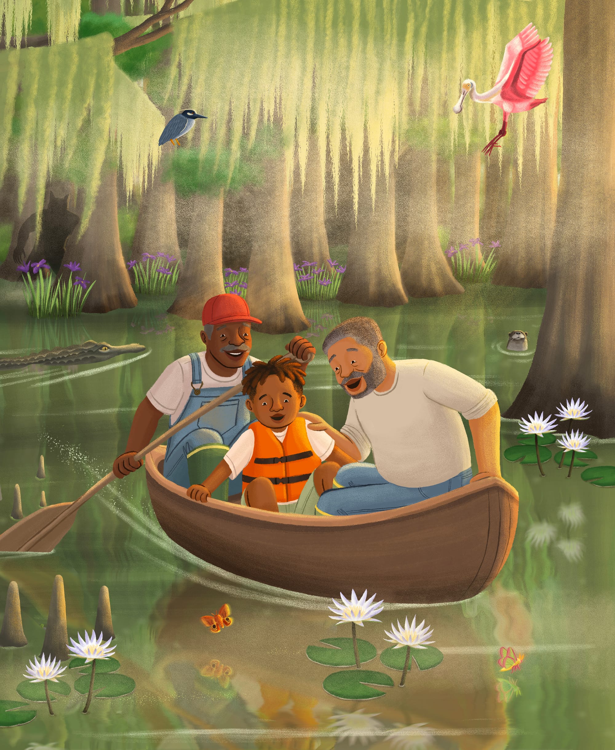 The final color version of the Down on the Bayou cover, by Alleanna Harris.