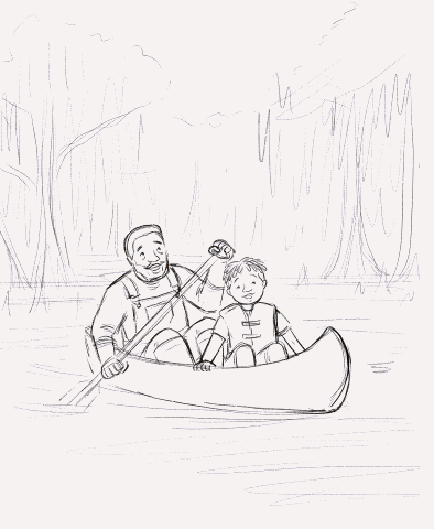 The illustration and design steps from sketch to final for Down on the Bayou, illustrated by Alleanna Harris.