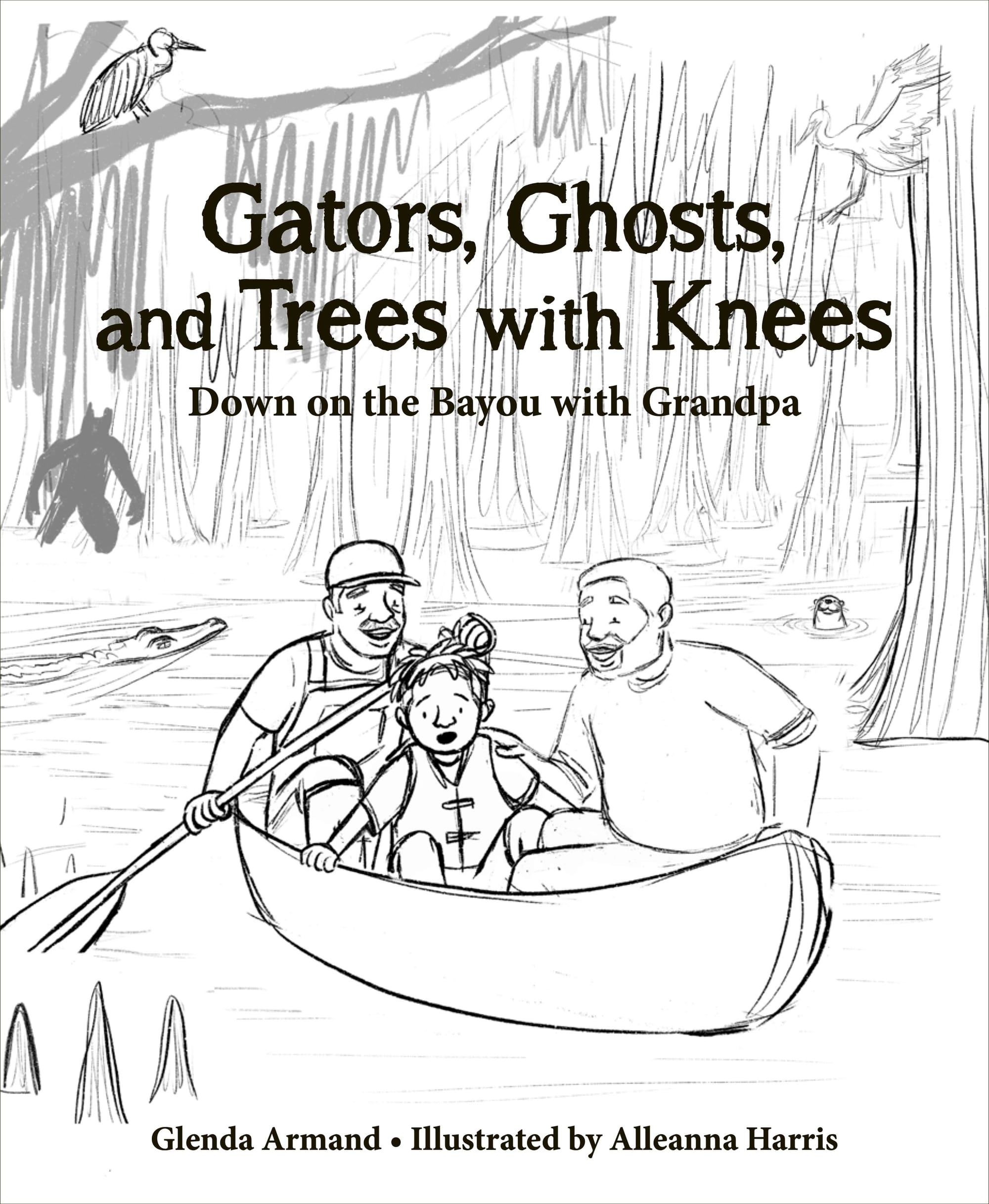 The approved final sketch for the cover of Down on the Bayou, illustrated by Alleanna Harris.