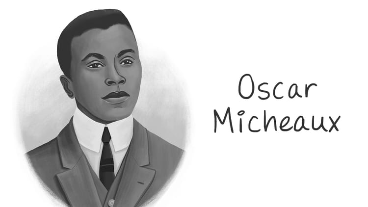 The legendary filmmaker Oscar Micheaux, illustrated by Alleanna Harris