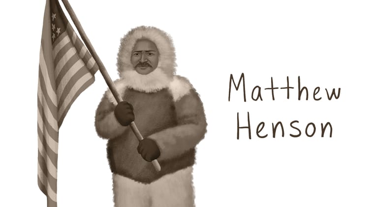 Matthew Henson, the first Black Arctic explorer, illustrated by Alleanna Harris.