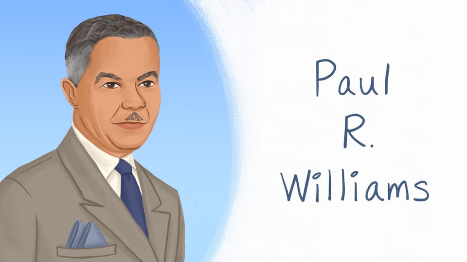 An illustration of the legendary Black architect, Paul R. Williams. Illustration by Alleanna Harris.