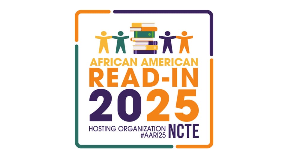 The badge for the 2025 African American Read-In, courtesy of the Black Caucus of the NCTE.